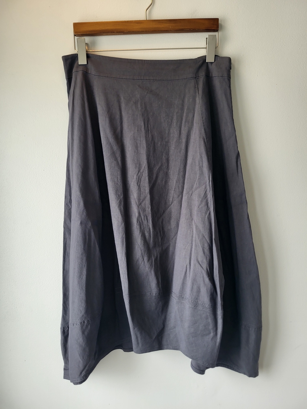 Eileen Fisher Classic Flowy Asymetrical Boho Chic Charcoal A-Line Midi Skirt